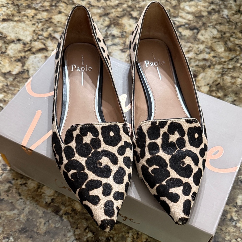 Paolo Black and Tan Leopard Flats